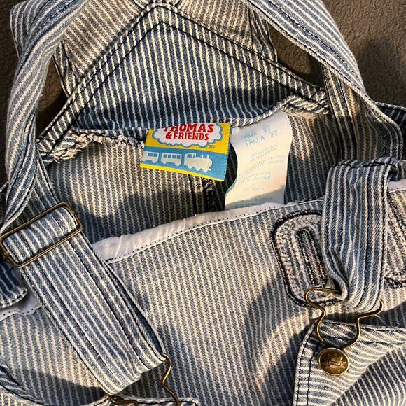 Y2K Thomas The Tank Engine Overalls Boys 2T Blue Stripe Train 2007 Embroidered - Picture 4 of 6